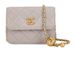 Pearl Crush Mini Wallet On Chain, Lambskin, Grey, N24LUCC2 (2021/24), DB,